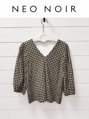 Neo Noir Black & Cream Gingham Blouse – Size Medium